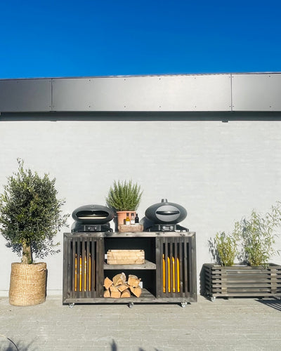 Luksus Grillbord med Dobbelt Gasflaskeskjuler | Sorte traller