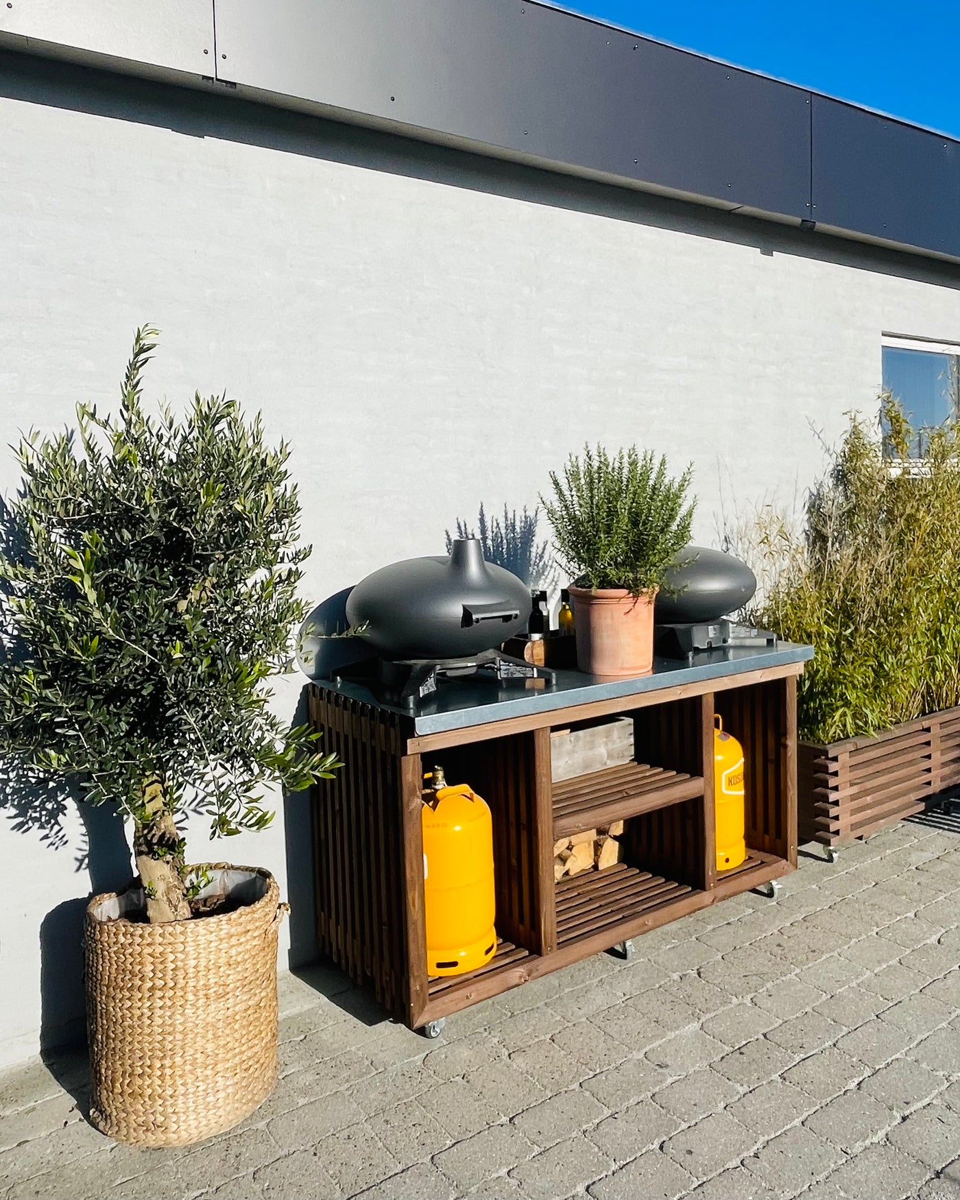 Luksus Grillbord med Dobbelt Gasflaskeskjuler | Brune traller
