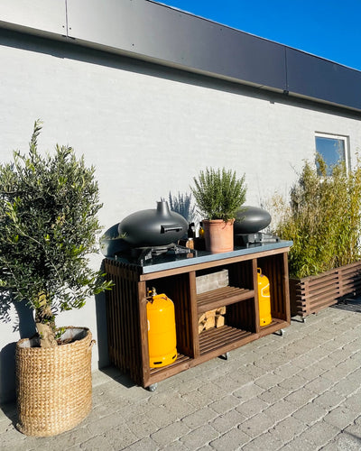 Luksus Grillbord med Dobbelt Gasflaskeskjuler | Sorte traller