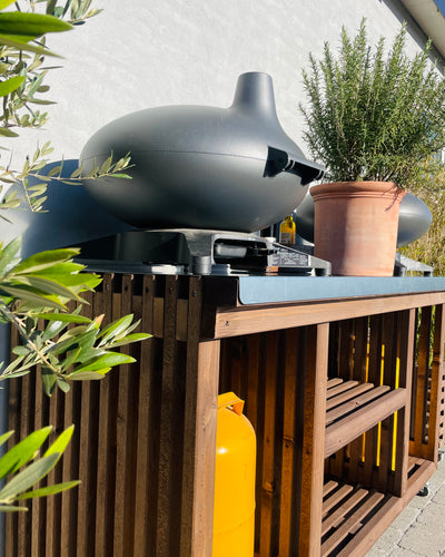 Luksus Grillbord med Dobbelt Gasflaskeskjuler | Brune traller