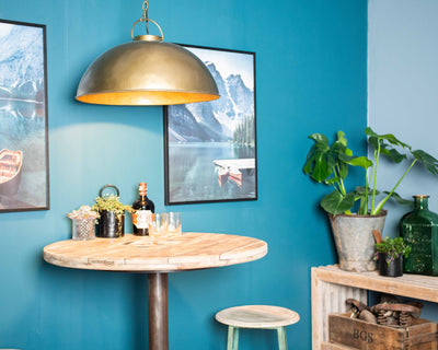 Loftlampe i fabriksstil – antik messing