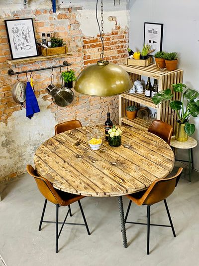 Loftlampe i fabriksstil – antik messing