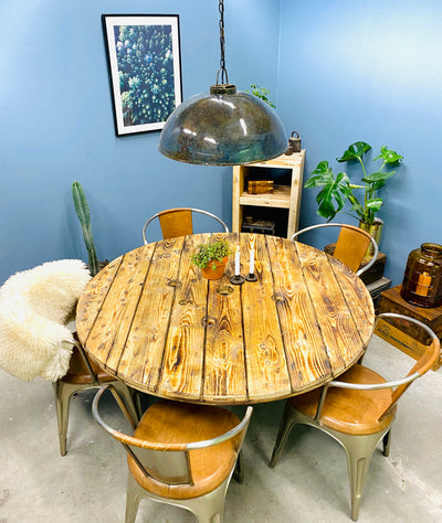 Loftlampe i fabriksstil – mørkeblå marmoreret